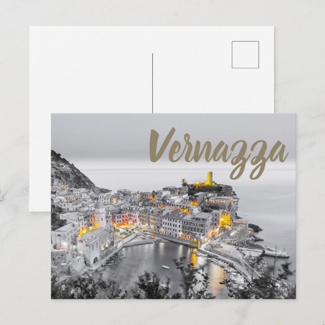 Cartão Postal De Festividades Vernazza Cinque Terre Liguria Itália Bônus de Arte (Frente/Verso)