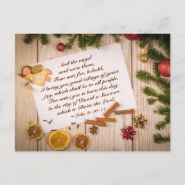 Cartão Postal De Festividades Versículo da Bíblia de Natal Lucas 2 10-11 O anjo 