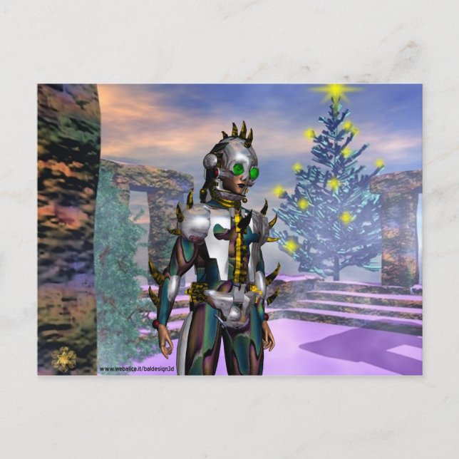 CARTÃO POSTAL DE FESTIVIDADES VÉS DE ANO NOVO DE UM CIBORGUE (Frente)