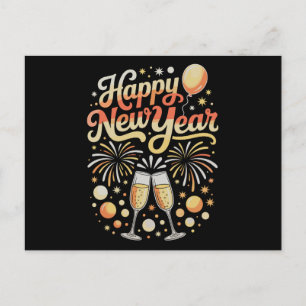 Cartão Postal De Festividades Véspera de Ano Novo Feliz Festas Temporada de Féri