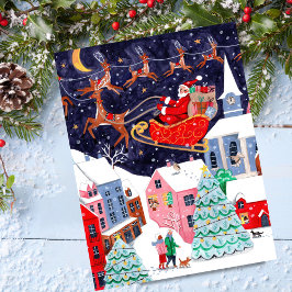 Cartão Postal De Festividades Véspera de Natal da Aldeia Nórdica