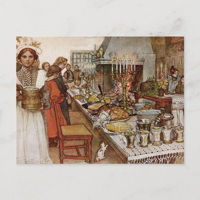 Cartão Postal De Festividades Véspera de Natal Julaftonen (Frente)