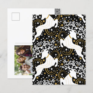 Cartão Postal De Festividades Vestido Floral Ouro