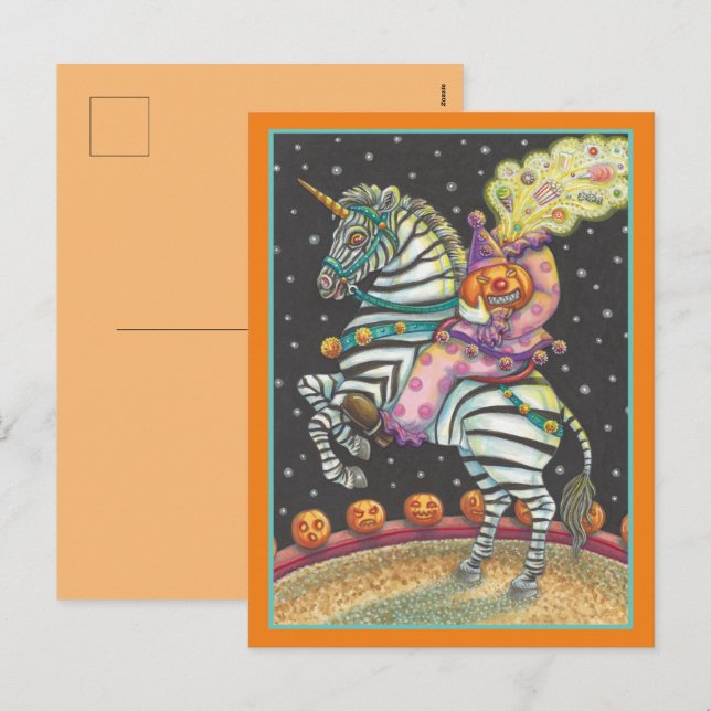 Cartão Postal De Festividades VESTUÁRIO DO CIRCO SONOLO, ZEBRA Halloween (Frente/Verso)