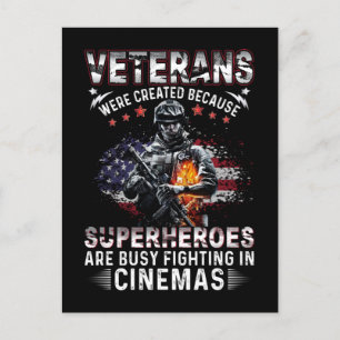 Cartão Postal De Festividades Veteranos Porque Super-Heróis Ocupados em Cinemas