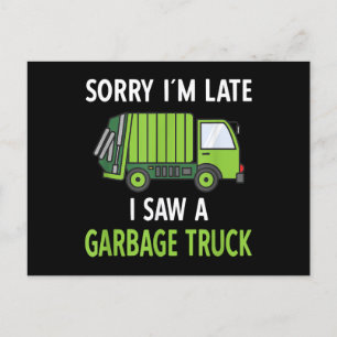 Cartão Postal De Festividades Vi um caminhão de lixo Reciclagem de roupa