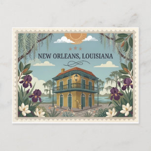 Cartão Postal De Festividades Viagem Antiga para Nova Orleans Louisiana