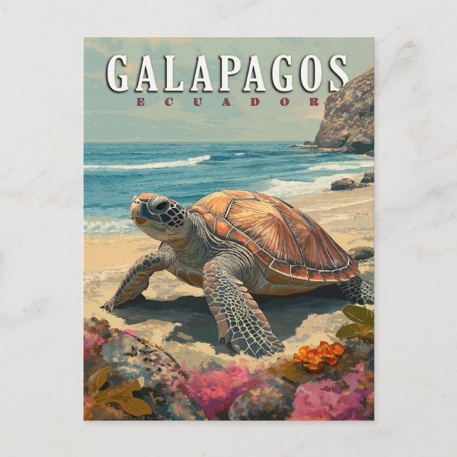 Cartão Postal De Festividades Viagem da Tortura Gigante das Ilhas Galápagos (Frente)