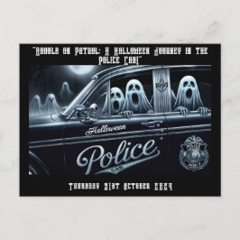 Cartão Postal De Festividades Viagem de Halloween no táxi da Polícia