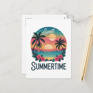 Cartão Postal De Festividades Viagem de Verão na Praia