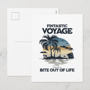 Cartão Postal De Festividades Viagem Fintástica Dando uma Mordida na Vida