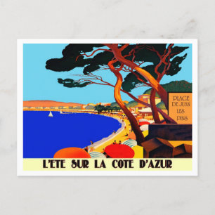 Cartão Postal De Festividades Viagem francês Vintage Cote D'Azur