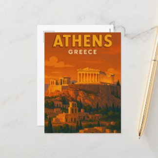 Cartão Postal De Festividades Viagem Retro Atenas Grécia