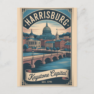 Cartão Postal De Festividades Viagem Retro Harrisburg Pensilvânia Vintage