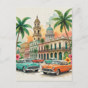 Cartão Postal De Festividades Viagens Vintage Cuba - Saudações de Havana