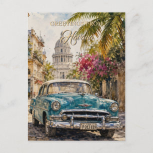Cartão Postal De Festividades Viagens Vintage Cuba - Saudações de Havana