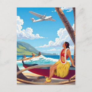 Cartão Postal De Festividades Viagens Vintage no Havaí