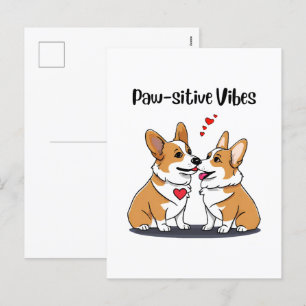 Cartão Postal De Festividades Vibes Corgis Apaixonados