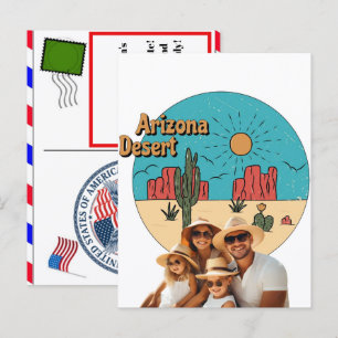Cartão Postal De Festividades Vibes do deserto do Arizona com cacto e montanha