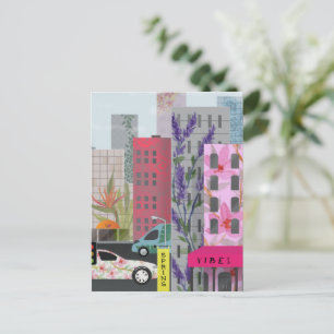 Cartão Postal De Festividades Vibrações da Cidade da Primavera Arte Urbana Flo