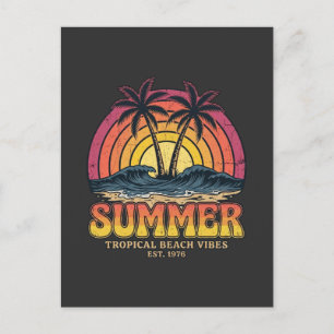 Cartão Postal De Festividades Vibrações de Praia Tropical - férias de verão 