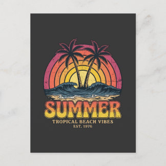 Cartão Postal De Festividades Vibrações de Praia Tropical - férias de verão