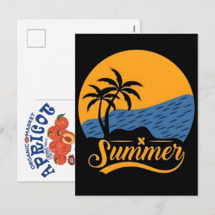 Cartão Postal De Festividades Vibrações de Verão Retro Praia-Costa Ensolarada Vi