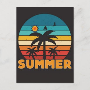 Cartão Postal De Festividades Vibrações de Verão Retro Praia-Costa Vintage Sol 