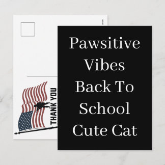 Cartão Postal De Festividades Vibrações Positivas De Volta à Escola Gato Fofo