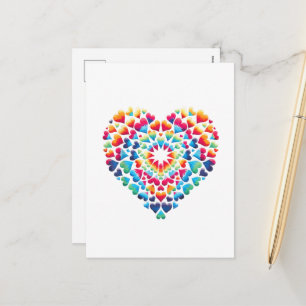Cartão Postal De Festividades Vibrant Heart Tie-Dye