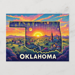 Cartão Postal De Festividades Vibrant Oklahoma Landscape Art   Il Colorida State