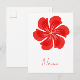 Cartão Postal De Festividades Vibrant Red Petal Bloom - Minimalist Floral Art