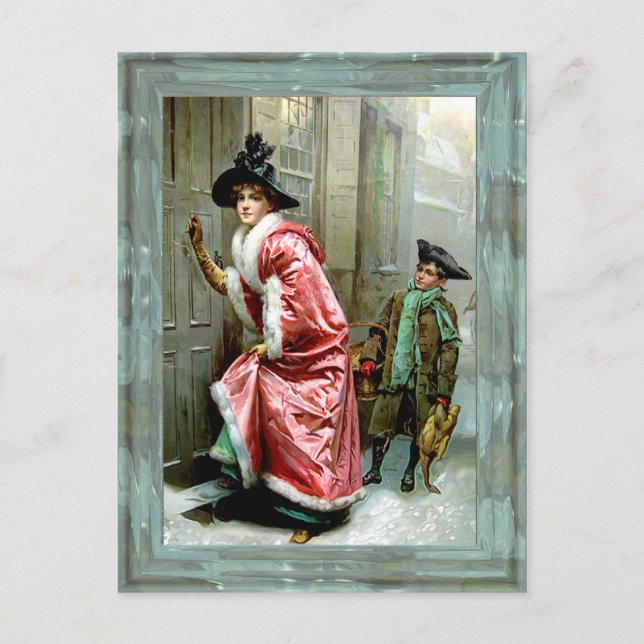 Cartão Postal De Festividades Victorian do comensal de Natal (Frente)