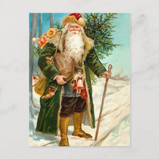Cartão Postal De Festividades Victorian Green Velvet Natal Papai Noel