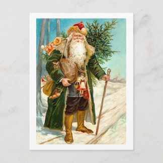 Cartão Postal De Festividades Victorian Green Velvet Natal Papai Noel