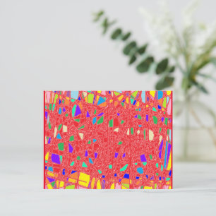 CARTÃO POSTAL DE FESTIVIDADES VIDRO VERMELHO CRACKLED AART DESIGN QUEBRADO