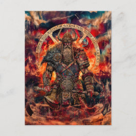Cartão Postal De Festividades Viking Warrior em Asgard com Deuses