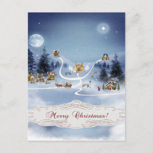 Cartão Postal De Festividades Vila de inverno, Feliz Natal