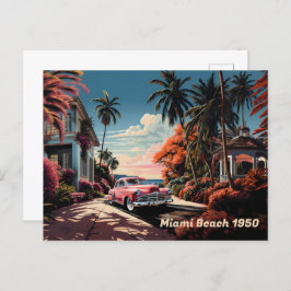 Cartão Postal De Festividades Vila do jardim de Miami Beach, nos anos 50