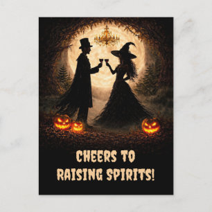 Cartão Postal De Festividades Vinho de Halloween Alegra Cute e Divertido Levanta