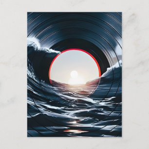 Cartão Postal De Festividades Vinil Vintage Onda Surf Música Retro Oceano