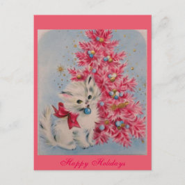 Cartão Postal De Festividades Vintage 1940 Natal Cat