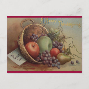 Cartão Postal De Festividades Vintage Ação de Graças