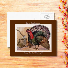 Cartão Postal De Festividades Vintage Ação de Graças Turquia Traga o Tofurkey