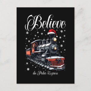 Cartão Postal De Festividades Vintage acredita no trem de Natal