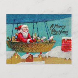 Cartão Postal De Festividades Vintage Airship Papais noeis Natal