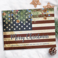 Vintage American Flag Patriótico Feliz Natal