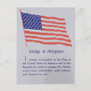 Cartão Postal De Festividades Vintage American Flag Pledge Of Leiance