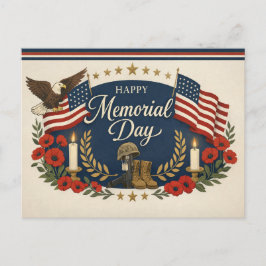 Cartão Postal De Festividades Vintage Americana Memorial Day