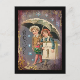 Cartão Postal De Festividades Vintage - Ano Novo Francês